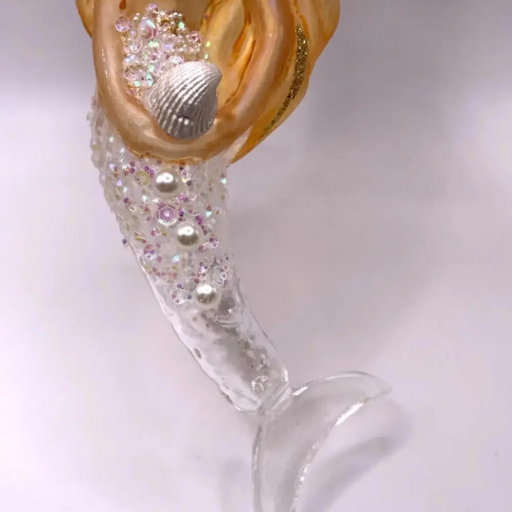 Mermaid and Sea Shell Glass Christmas Ornaments LOT of 2 New‎ With Tags